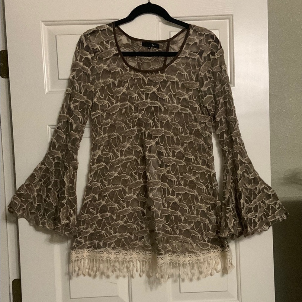 Ryu Tan Bell Sleeve Ruffled Blouse